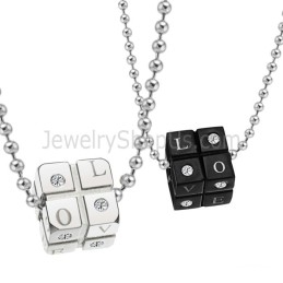 Colgantes De Dados De Titanio Negro Y Plata Con Cadenas Sueltas C309