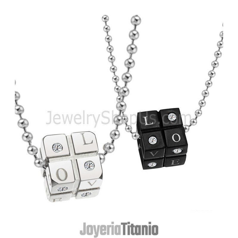 Colgantes De Dados De Titanio Negro Y Plata Con Cadenas Sueltas C309 Colgantes De Dados De Titanio Negro Y Plata Con Cadenas Sueltas C309