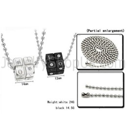 Colgantes De Dados De Titanio Negro Y Plata Con Cadenas Sueltas C309