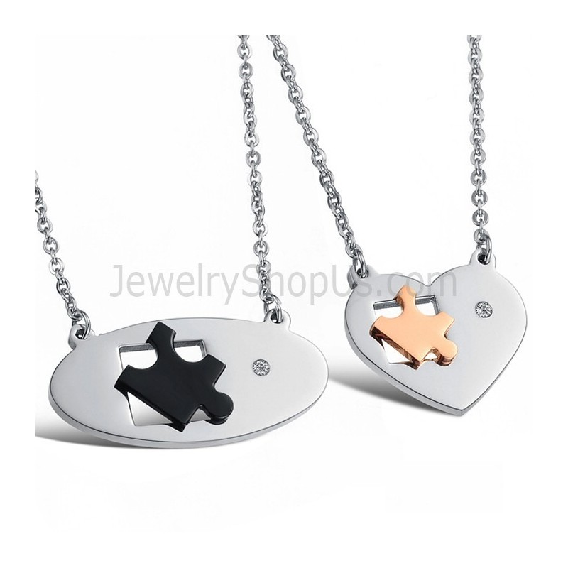 Colgantes De Titanio Con Forma De Elipse Y Corazón Para Enamorados, Con Diamantes De Imitación Y Cadena C732 Colgantes De Titanio Con Forma De Elipse Y Corazón Para Enamorados, Con Diamantes De Imitación Y Cadena C732