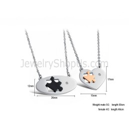Colgantes De Titanio Con Forma De Elipse Y Corazón Para Enamorados, Con Diamantes De Imitación Y Cadena C732