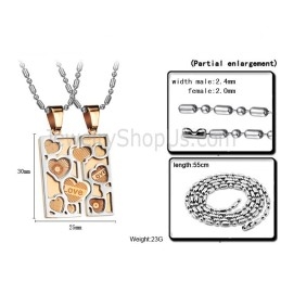 Colgantes De Titanio Y Oro Rosa Con Diseño De Rompecabezas De Amor Y Cadenas C733