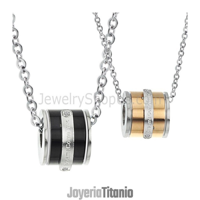 Colgantes De Titanio Con Forma De Cilindro En Oro Rosa Y Negro, Con Diamantes De Imitación Y Cadena Gratis (207) Colgantes De Titanio Con Forma De Cilindro En Oro Rosa Y Negro, Con Diamantes De Imitación Y Cadena Gratis (207)