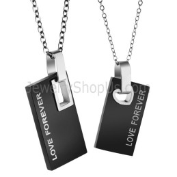 Colgantes Rectangulares De Titanio Negro Para Amantes Con Cadenas Gratis 291