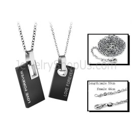 Colgantes Rectangulares De Titanio Negro Para Amantes Con Cadenas Gratis 291