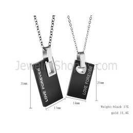 Colgantes Rectangulares De Titanio Negro Para Amantes Con Cadenas Gratis 291