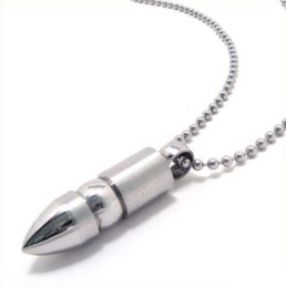 Collar Con Colgante De Titanio Puro De Bala Maciza De Noble Hombre