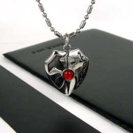 Collar Con Colgante De Titanio Puro De Ágata Roja Auténtica Con Escudo Para Hombre, Regalo 4596