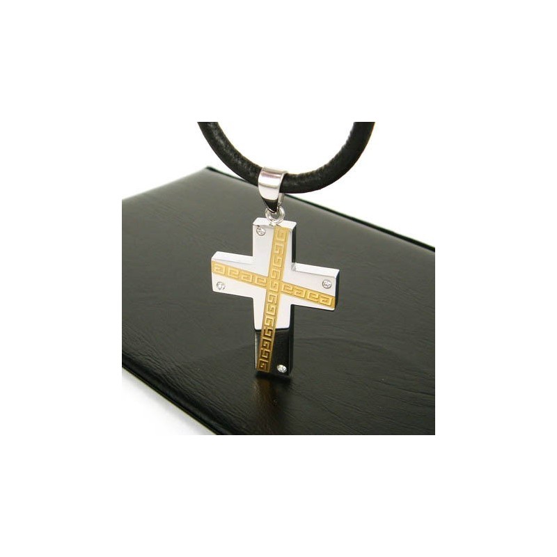 Colgante De Titanio Puro Con Gema Y Cruz De Hombre Genial Colgante De Titanio Puro Con Gema Y Cruz De Hombre Genial