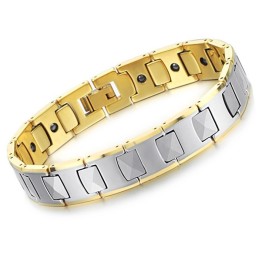 Pulsera De Salud Con Energía Magnética De Tungsteno Pulido De Alta Calidad, Oro De 18 Quilates C940