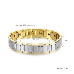 Pulsera De Salud Con Energía Magnética De Tungsteno Pulido De Alta Calidad, Oro De 18 Quilates C940