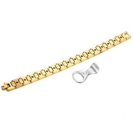 Pulsera De Salud Con Energía Magnética De Tungsteno Pulido De Alta Calidad, Oro De 18 Quilates C940