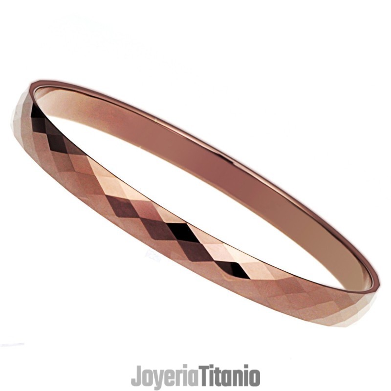 Pulsera De Pareja De Tungsteno Pulido En Oro Rosa C889