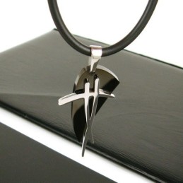 Collar Con Colgante De Acero De Titanio Y Símbolo Negro Del Hombre Sutra