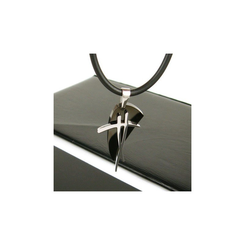 Collar Con Colgante De Acero De Titanio Y Símbolo Negro Del Hombre Sutra