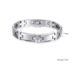 Pulsera De Tungsteno De Alto Brillo Y Piedra Magnética Energética C938
