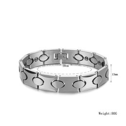 Pulsera De Plata De Tungsteno Con Piedra Magnética Energética C944