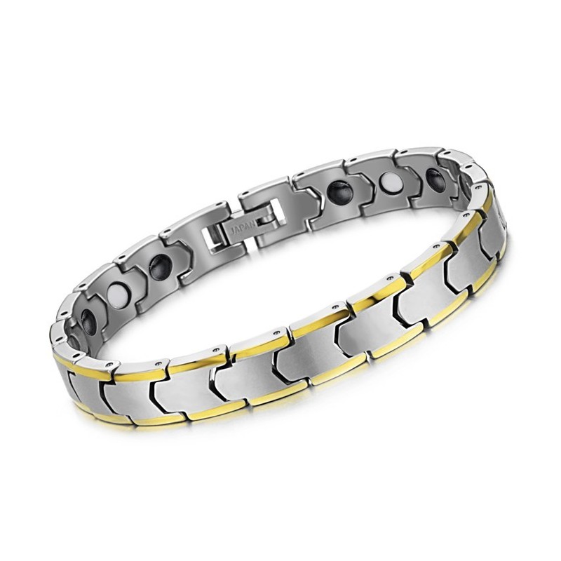 Pulsera De Eslabones De Trigo De Plata De Tungsteno Con Baño De Oro De 18 Quilates C933 Pulsera De Eslabones De Trigo De Plata De Tungsteno Con Baño De Oro De 18 Quilates C933