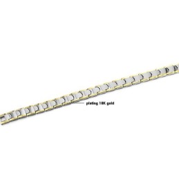 Pulsera De Eslabones De Trigo De Plata De Tungsteno Con Baño De Oro De 18 Quilates C933