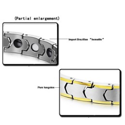 Pulsera De Eslabones De Trigo De Plata De Tungsteno Con Baño De Oro De 18 Quilates C933