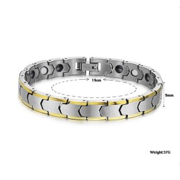 Pulsera De Eslabones De Trigo De Plata De Tungsteno Con Baño De Oro De 18 Quilates C933