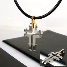 Colgante De Collar De Acero De Titanio Con Cruz De Hombre Única