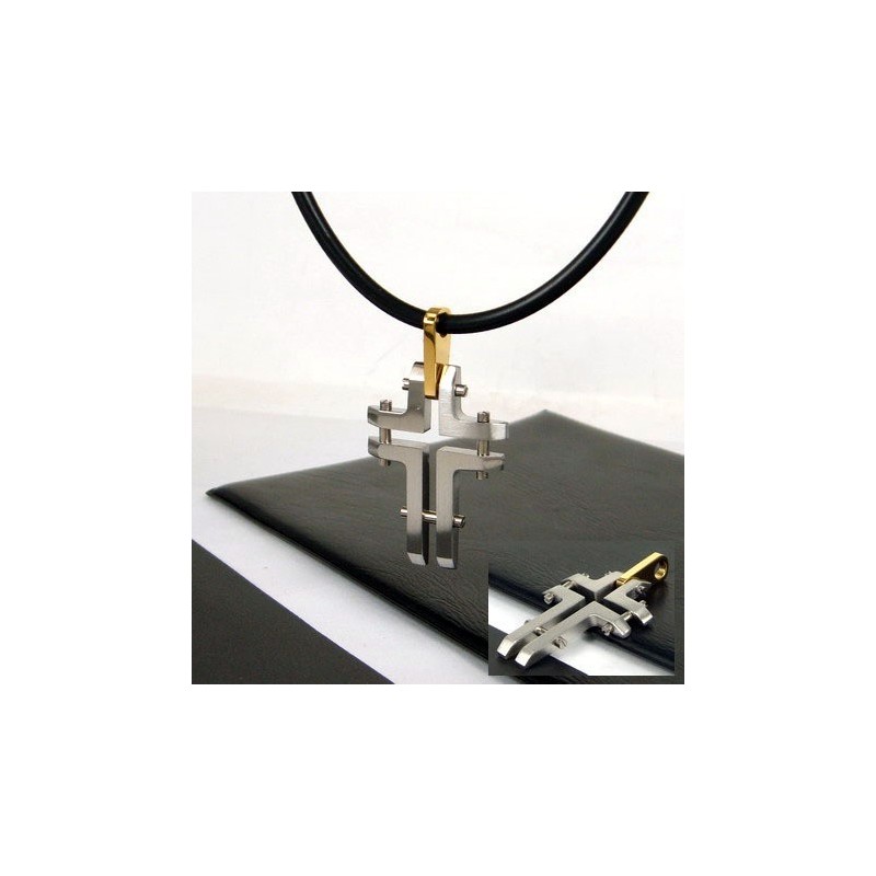 Colgante De Collar De Acero De Titanio Con Cruz De Hombre Única Colgante De Collar De Acero De Titanio Con Cruz De Hombre Única