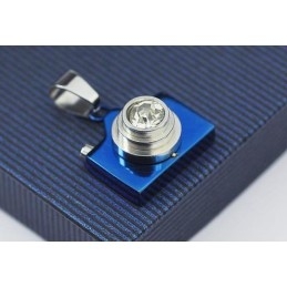 Collar De Titanio Puro Con Cámara Azul Para Hombre, Cadena Gratis