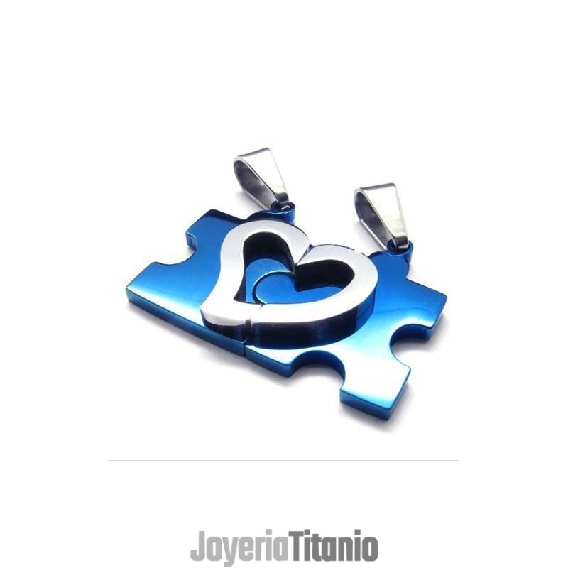 1 Par De Colgantes De Collar De Acero De Titanio Con Forma De Corazón De Color Azul 1 Par De Colgantes De Collar De Acero De Titanio Con Forma De Corazón De Color Azul