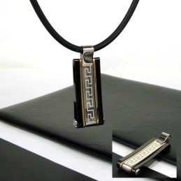 Collar Con Colgante De Acero De Titanio Y Tira De Glifos Únicos De Cool Man
