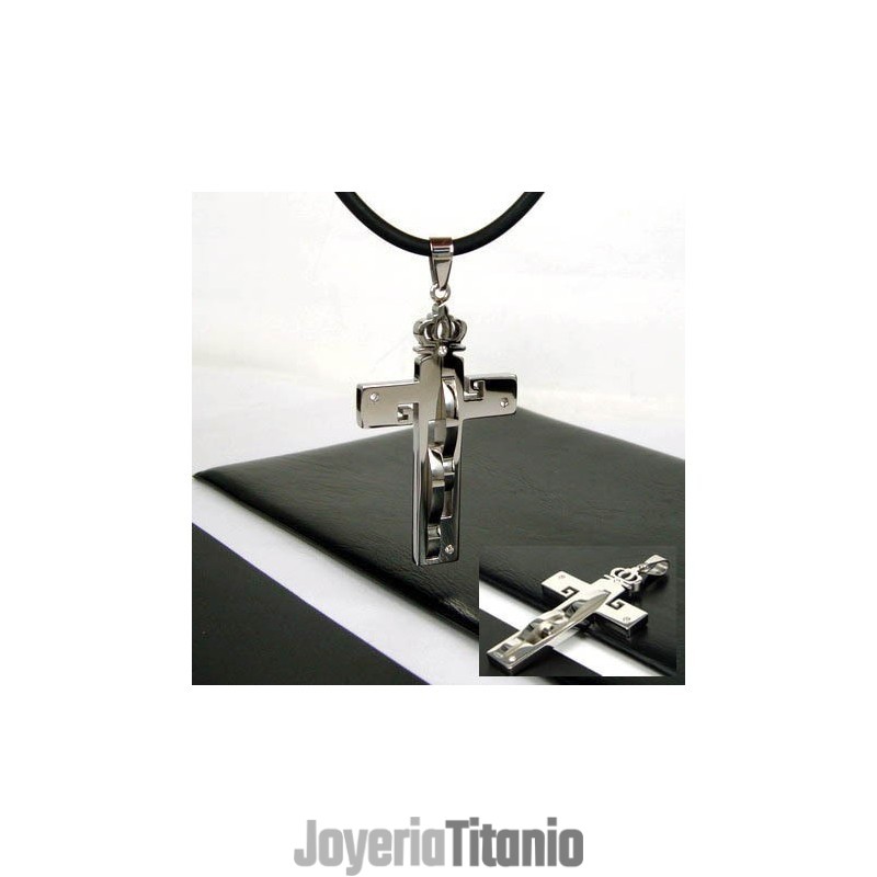 Colgante De Acero De Titanio Con Cruz De Corona De Hombre Noble Colgante De Acero De Titanio Con Cruz De Corona De Hombre Noble