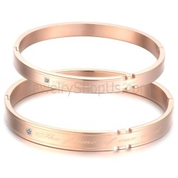 Brazaletes De Pareja De Tatanium En Oro Rosa Con Diamantes De Imitación C710