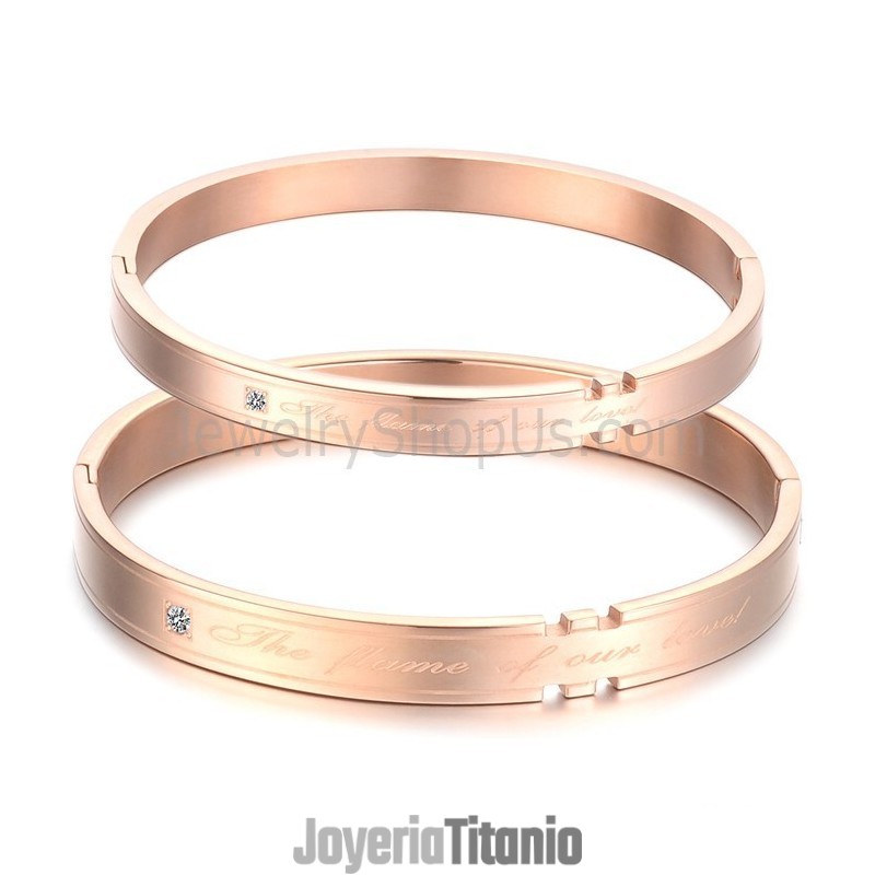 Brazaletes De Pareja De Tatanium En Oro Rosa Con Diamantes De Imitación C710 Brazaletes De Pareja De Tatanium En Oro Rosa Con Diamantes De Imitación C710