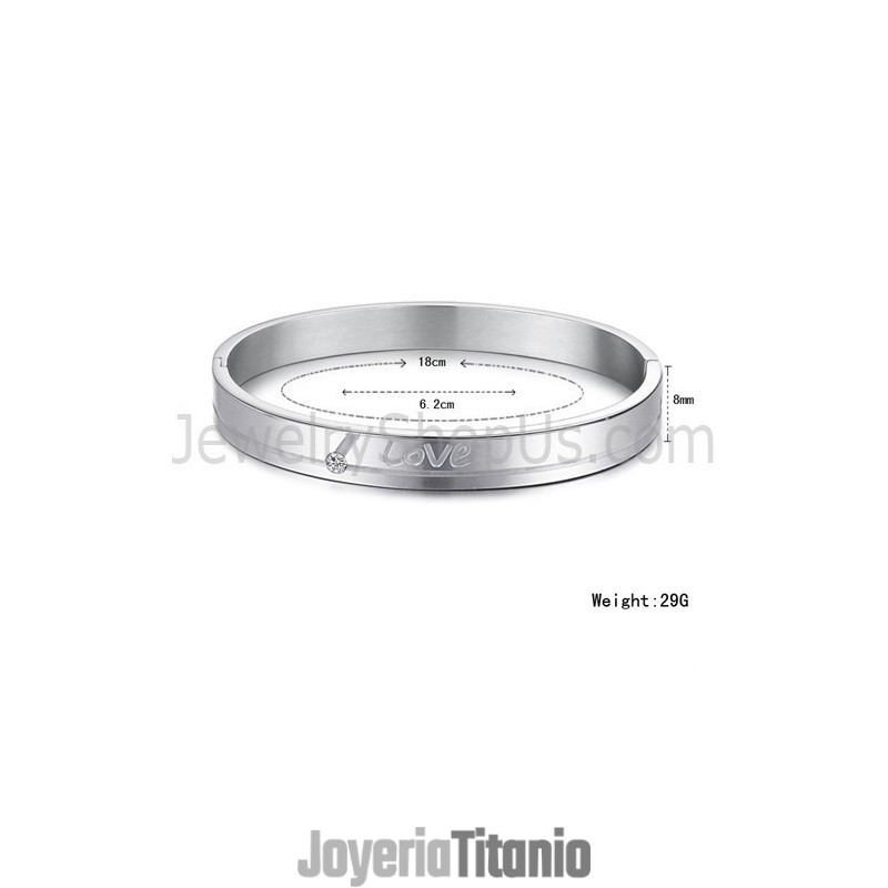 Brazaletes De Pareja "Love" De Tatanium Con Pedrería C874 Brazaletes De Pareja "Love" De Tatanium Con Pedrería C874
