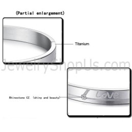 Brazaletes De Pareja "Love" De Tatanium Con Pedrería C874