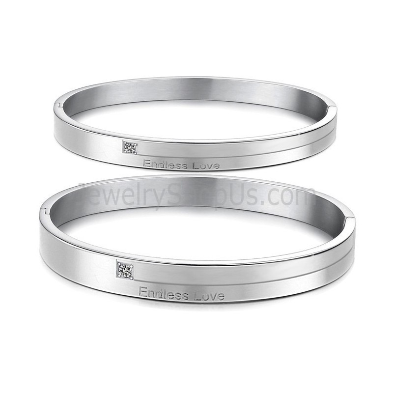Brazaletes De Pareja Tatanium "Amor Infinito" Con Pedrería C870 Brazaletes De Pareja Tatanium "Amor Infinito" Con Pedrería C870