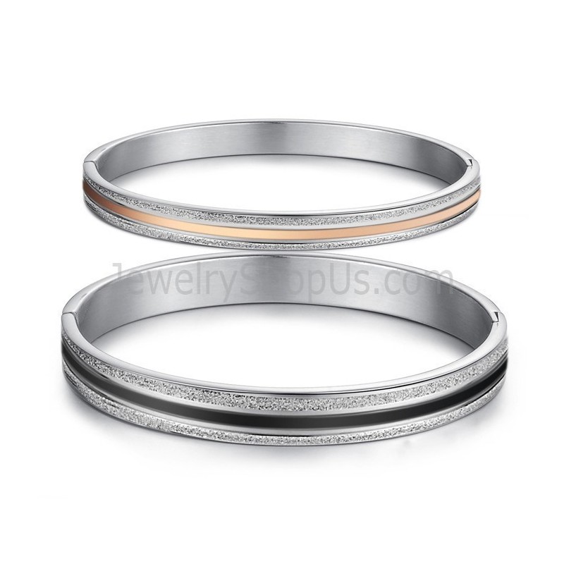 Brazaletes De Pareja Tatanium En Oro Rosa Y Negro C869 Brazaletes De Pareja Tatanium En Oro Rosa Y Negro C869