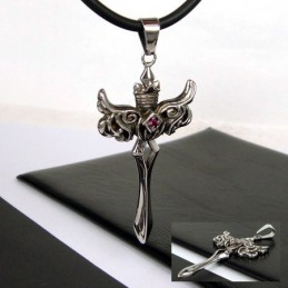 Collar Con Colgante De Cruz De Ala De Ángel De Acero De Titanio Para Hombre