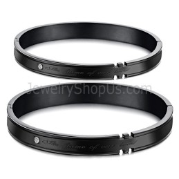 Brazaletes De Pareja De Tatanium Con Diamantes De Imitación (Negro Y Oro Rosa) C731