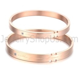 Brazaletes De Pareja De Tatanium Con Diamantes De Imitación (Negro Y Oro Rosa) C731