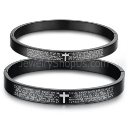 Brazaletes De Pareja De Tatanium Con Cruz Negra Y Cruz Blanca C848
