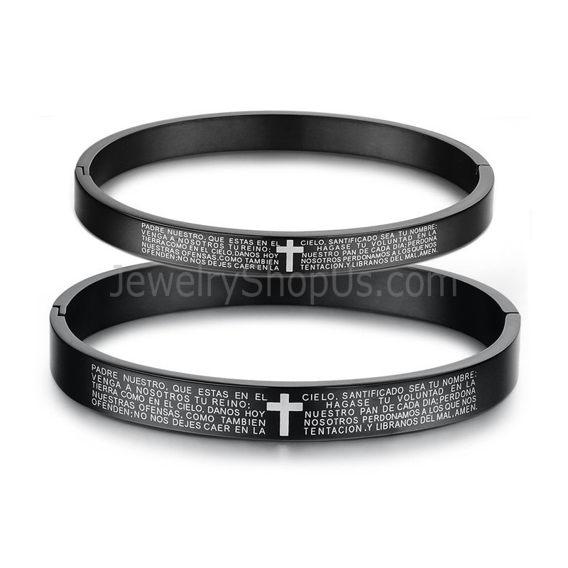 Brazaletes De Pareja De Tatanium Con Cruz Negra Y Cruz Blanca C848 Brazaletes De Pareja De Tatanium Con Cruz Negra Y Cruz Blanca C848