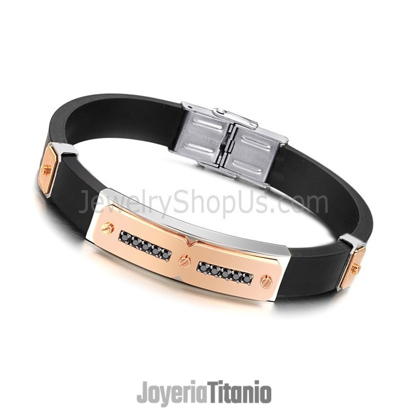 Pulsera De Salud De Titanio Con Energía Magnética De Silicona Para Hombre C703