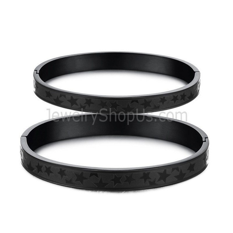 Brazaletes De Pareja Tatanium Black Stars C863 Brazaletes De Pareja Tatanium Black Stars C863