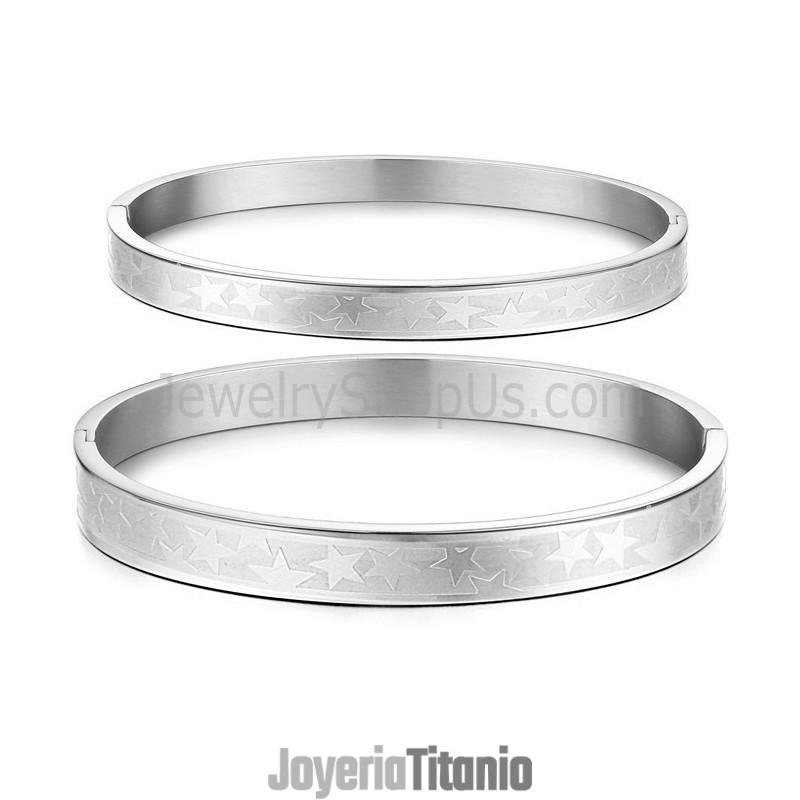 Brazaletes De Pareja De Tatanio Con Estrellas C863 Brazaletes De Pareja De Tatanio Con Estrellas C863