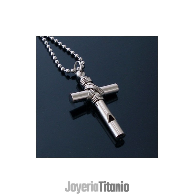 Colgante Con Silbato De Cruz De Hombre - Cadena Gratis Colgante Con Silbato De Cruz De Hombre - Cadena Gratis
