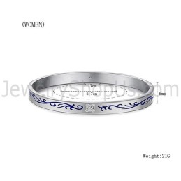 Brazaletes De Pareja De Tatanium Con Flores Azules C858