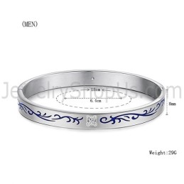 Brazaletes De Pareja De Tatanium Con Flores Azules C858