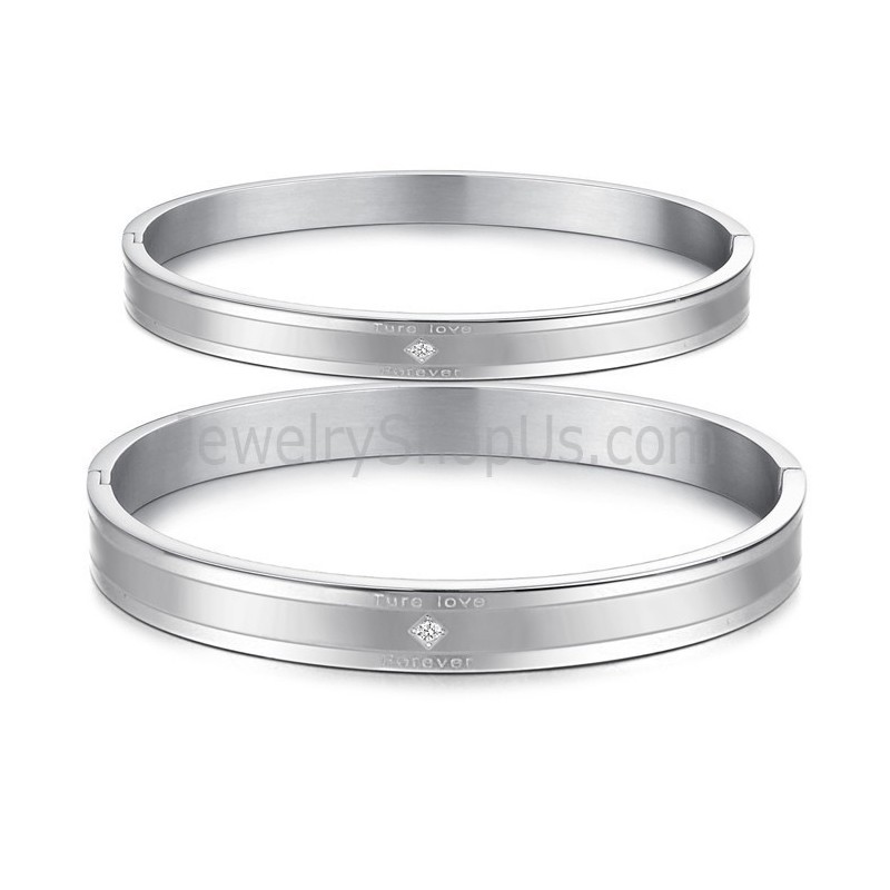 Brazaletes De Pareja Tatanium "Amor Eterno" Con Pedrería C861 Brazaletes De Pareja Tatanium "Amor Eterno" Con Pedrería C861