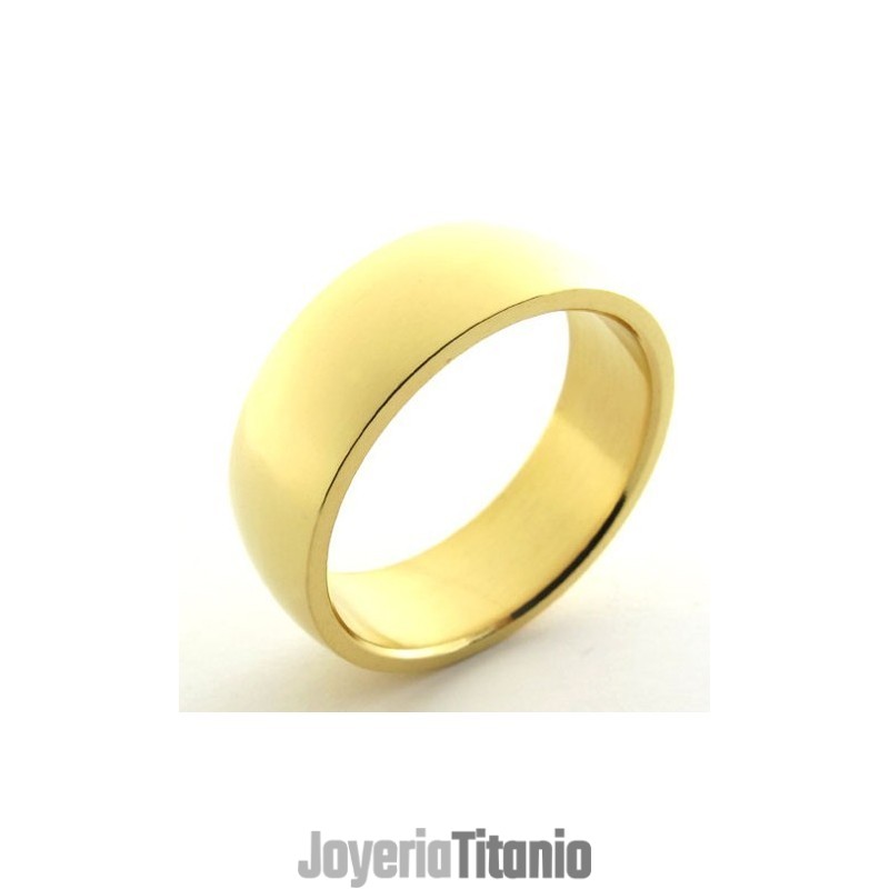 Anillo De Titanio Pulido En Oro